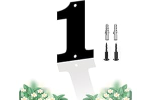 SHOWMTHEM Moderne Schwebende Edelstahl Hausnummer, Schwarze Metallbuchstaben, Höhe 10.16cm, Briefkasten-Dekor-Nummer, Wetterfest Und Pflegeleicht, Ziffer 1