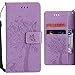Price comparison product image For Huawei Nexus 6P Case, Ougger Lucky Leaf Printing Flip Wallet Cover Premium Leather Case Bumper Card Slot Pouch Magnetic Holster Stand-View Function (Light Purple)