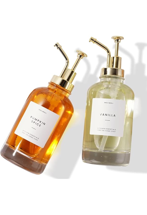 Sunal Kaffee Sirup Spender Set 3-teilig - 500ml Glasflaschen Mit Pumpen & Etiketten