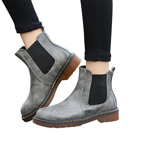 Smilun Damen Chelsea Stiefelette Kurzschaft Stiefel - 6