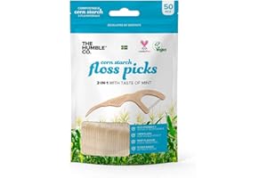 SAKIOO The Humble Brush Humble Natural Zahnseide-Picks – Flosser – Zahnseide-Sticks – 4 x 50 Stück