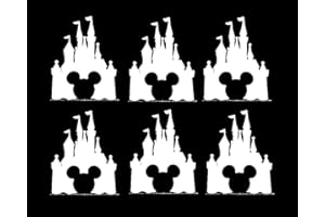 HATCHERABILIA Pack of 6 Fairytale Castle with Mouse Face Mickey Inspired Novelty Decal (10cm x 7.5, White)
