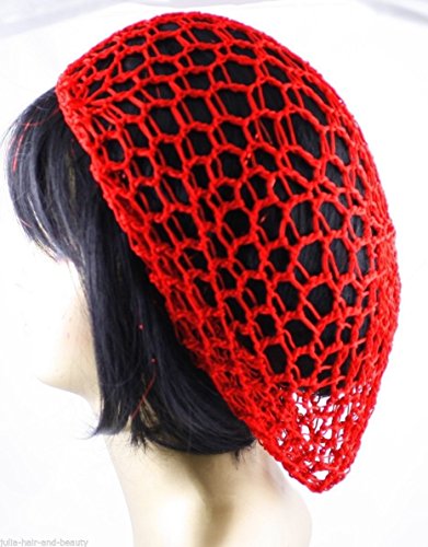 THICK HAIR NETS ELASTICATED SNOOD 1940s STYLE ONE SIZE FITS ALL (Red)
