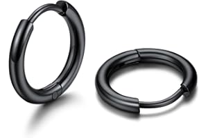 U7 Paire Huggie Boucles d'oreilles Femme acier inoxydable- Diamètre 7/8/9/10/12/14/16MM- Mini Créoles Huggie Anneaux Oreilles Homme Bijoux Vintage Fantasie Anniversaire Noël