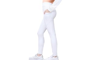 Monbessi Sportleggings för barn, flickor med mobiltelefonficka, sportbyxor hög midja, träningsleggings, flickor, långa för gy