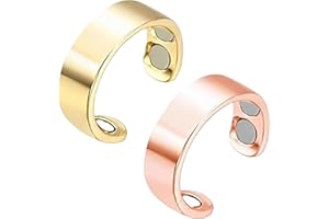 PRAOFRT PRATORT 2 Stücke Ringe frauen Magnetringe damen,Lymphdrainage Magnetring Damen Herren,Frauen Finger Kupfer 4 Ultrastarke Magnete Verstellbar(Gold+Rose)