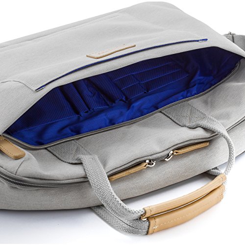 deleyCON Notebook-Tasche bis 15 6    Zoll  39 6cm  Laptop Notebook Netbook Macbook Tragetasche Schultertasche Schutztasche Leinengewebe Hellgrau