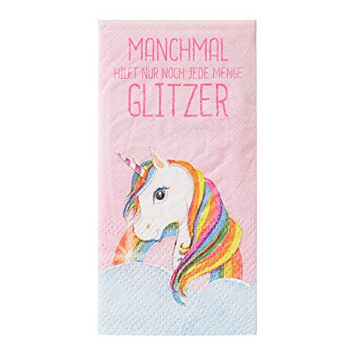 Preisvergleich Produktbild Preis am Stiel 8 x Taschentücher ''Einhorn'' rosa / Kinder / Regenbogen