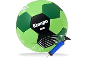 KEMPA-STORE Kempa Kinder Handball Tiro lite extra leicht Fluo grün/schwarz Größe 0 + Ballpumpe