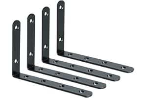 Sayayo Shelf Bracket Corner Brace Angle Bracket Shelf Support Wall Hanging 150mm*100mm, Stainless Steel Matte Black, 4 Pcs, EJ6207B-4P