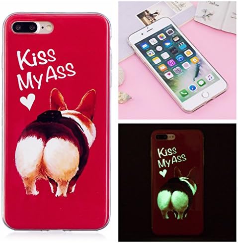 iPhone 7 Plus Luminous Case, Yunbaozi iPhone 8 Plus Case New Pattern Soft Silicone Case Transparent Protective Cover * Inner Pattern Never Peel Off * Flexible Smooth Skin TPU Rubber Cover Slim Lightweight Shell Glowing in the Dark * Anti-Shock Anti-Scratch Creative Design Cover for iPhone 7 Plus /8 Plus - Kiss My Ass