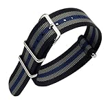 22mm schwarz / grau / blau deluxe premium NATO Stil robust exotisches Nylon Sport Herren-Armbanduhr Band Armband
