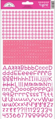 Monochromatic Doodlebug Designs Teensy Type Card Stock Stickers, Bubblegum