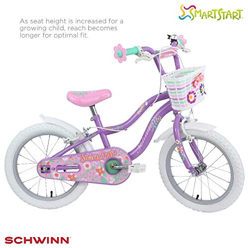 Schwinn Girls' Jasmine Kids Bike, Purple, 16"  (Age 4+)