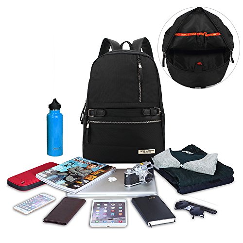 Zumit Rucksack Uni Damen Herren Schulrucksack Schultasche M  dchen Jungen Reisen Outdoor Daypacks Studenten Laptop Backpack 15 6 Zoll Schwarz