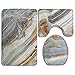 Produktbild HOJJP Bath Rug,Hexu Marble Mixed Tones Colorful Rock Background Gemstones Elegance Unique Pattern Blue Grey Ginger Bathroom Rug 3 Piece Bath Mat Set Contour Rug and Lid Cover 3pc Bath Rug Set