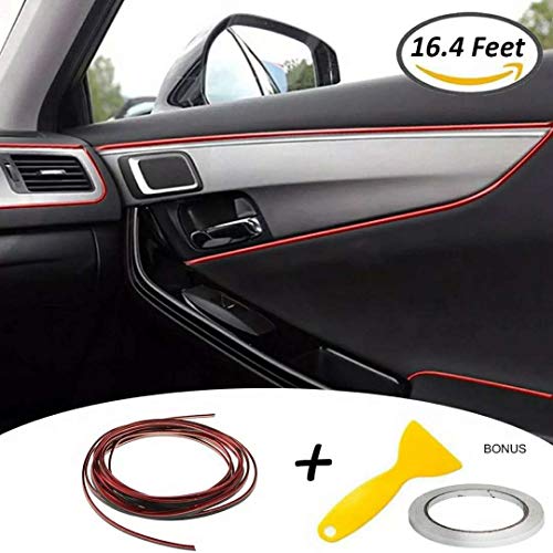 Tiras Líneas de Molduras Interior del Coche - AUTOMAN 16.4 Pies Decoración Moulding Trim Strip línea Para la Mayoría de los Automóviles (5m Rojo)