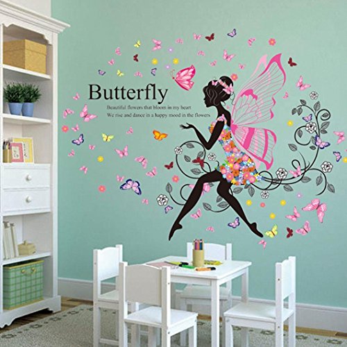 Oyedens Neue SchöNe Schmetterling Blumen-Fee Aufkleber Schlafzimmer Wohnzimmer WäNde - 5