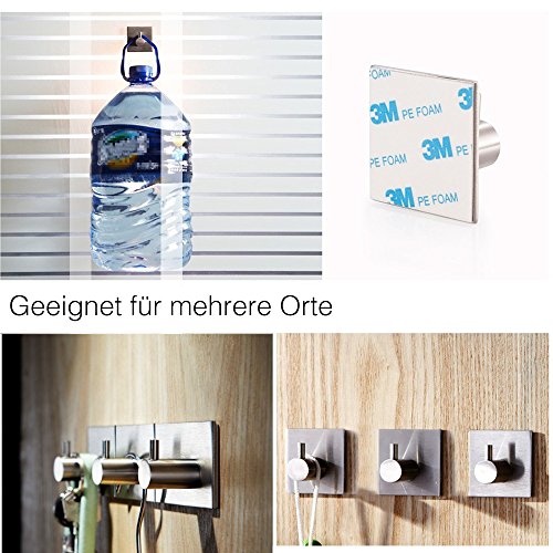 Handtuchhaken Selbstklebend Wandhaken Küche Badezimmer Klebehaken Edelstahl Handtuchhalter Wasserdicht Nein Bohren 4 Stück - 4