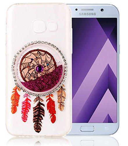 Preisvergleich Produktbild Nnopbeclik Samsung Galaxy A5 2017 Silikon Hülle Transparent, Drucken Blume Campanula 3D Fließende Flüssigkeit Bling Diamont Muster Handytasche, Ultra Slim TPU Weich Durchsichtig Schutzhülle Etui Glänzend Glitzer Strass Kristall Stoßdämpfend Clear Case Schutz Handy Hülle Crystal Tasche Schale Bumper Pour Samsung Galaxy A5 2017 [Rosa]