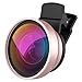 Produktbild GrandEver 2 in 1 Fisheye Fischauge Objektiv Set Handy Clip On Kamera Adapter (180 Grad Fisheye Objektiv, 0.45X Weitwinkelobjektiv, 12.5X Makroobjektiv) für iPhone 5S 6 6S 7 7 Plus Samsung und Andere Smartphones- Rosegold