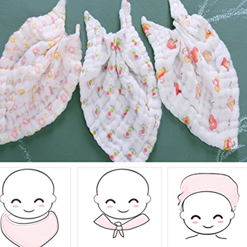 Lucear Musselin Babybadetuch mit Haken, 6 Stücke, 30x30cm weiß verwendbare Tücher, Babytücher Beste Geschenke für Baby - 4