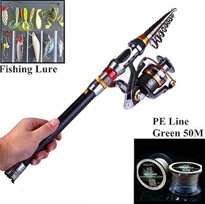 Bntteam Ecoolbuy 2.1?3.6 m télescopique de canne à pêche et 11BB Moulinet et Leurres et ligne de 99% de carbone des matériaux à la carpe Canne à pêche Combo de Pesca (Leurre et ligne gratuit) - 2.1m