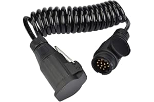 Frogetu Anhänger Verlängerungskabel 13 polig 2M Spiralkabel mit 13 poliger Anhängerstecker auf 13 polig Stecker, Anhängerkabel 12V für PKW LKW Wohnwagen Caravan Wohnmobil Fahrradträger(2M)