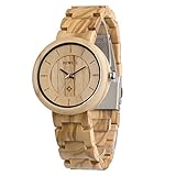 SuoYaNuo Holz Armbanduhr W155A Natur Holz Armbanduhr Japan GL30 Quarz Uhrwerk mit Natur Holz Armband für Damen. (Olive wood)