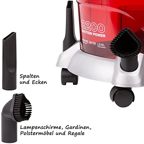 TZS First Austria – 2200W Staubsauger mit Wasserfilter-System | kann bis zu 6 Liter Wasser aufsaugen | beutellos | Wasserfiltersystem für Allergiker - 2