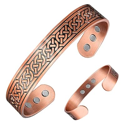 Vicmag Copper Magnetic Bracelet For Men 9 Pcs Ultra Strength Magnets Brazaletes 99.99% Solid Pure Copper Cuff Bangles (adjustable Size With Gift Box) (ax)