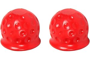 SECALIFE 2 Piece Trailer Hitch Ball Cover Universal 50mm Tow Bar Ball Cover Black, made of rubber, Tow Ball Cover, Rubber Ball Cover, Tow Bar Cover, Car Wash Proof, Abrasion Dirt Protection, Red