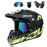 ABFAHRTHELM-SET - Das Crosshelm-Set enthält eine Fahrradbrille, Crosshandschuhe und Masken (4 Stück) für sicheren und warmen Schutz, damit Sie vollständig geschützt sind