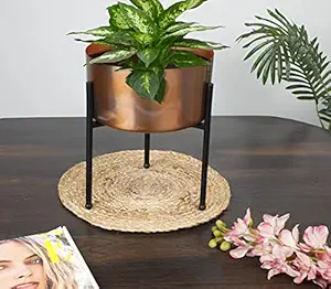 JULPIC Copper Kulf Desk Planters for Indoor Decoration | Size- Small | Metal Planters Flower Pots