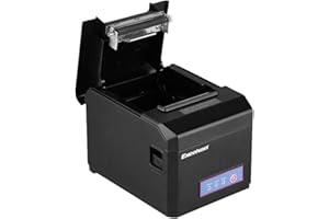 EXCELVAN - Imprimante Thermique pour reçus 300 mm/s 80 mm, Coupe Automatique USB COM, Internet (100M), Ethernet, Port série Android et iOS, Windows et Linux, Support Noir