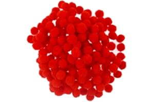KUOU LEZQHB Pom-Poms Ball, 200 pcs 8mm Crafts Small Mini Poms for Crafts - Red Color