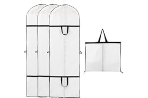 Niviy Sacco porta abiti lungo di alta qualità 60X180CM Addensare PEVACopri Abiti Antipolvere per Vestiti Antipolvere e Anti umidità per Vestito Da Sposa Smoking gonna lunga Borsa Porta Abiti 3 PCS