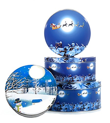 Preisvergleich Produktbild Keksdose Rentierschlitten (3er Set) Plätzchendose, rund - Blechdose, Gebäckdose