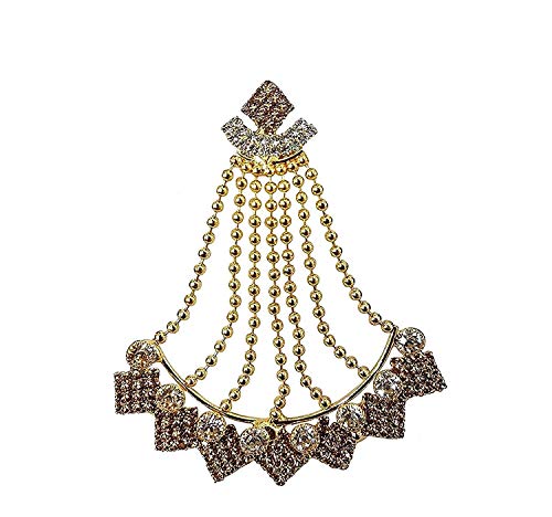 BOXO Gold Plated Kundan Maang Tikka, Passa Tikka and Karwa Chauth Gift for Wife 35 gm Silver Golden Pack of 1
