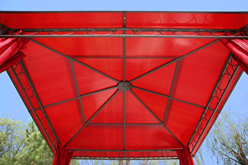 Pavillon 3x3m mit Doppelstegplatten und Seitenteile Rubin Polycarbonat - 5