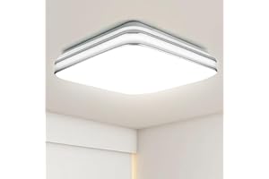 VIPMOON LED Ceiling Light 24W Silver Edge Square, 6500K White Light Ultra Thin Modern Double Silver Edge Ultra Bright Recessed Ceiling Light for Bedroom Dining Hallway Stairwell Living Room