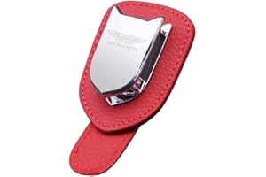 CCOZD Car Sun Visor Glasses Holder For Aston Martin V8 V12 Vantage DBS DBX DB11 DB9 Leather Auto Sun Glasses Holder Emblem Ticket Cards Clip Accessories,Red