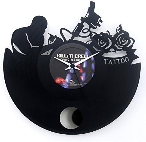 Tattoo Tattoo maker studio Idea Gift Shop Opening Wall clock Vinyl clock with pendulum Black color Original Vinyluse Made in Italy
