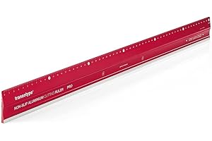 transotype Règle de coupe PRO, 60 cm de long, règle en aluminium rouge vif, antidérapante, robuste, avec bord de coupe en acier et profilé en aluminium extra large de 50 mm
