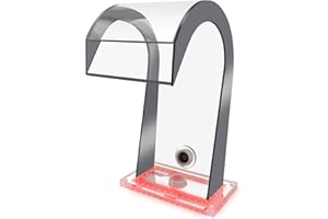 LONGRUN Piscina a Cascata, 15 x 32 x 20cm Fontane Cascata per Piscina Fuori Terra in Acciaio Inossidabile, con 7 Colori LED, Fontane da Giardino Esterno