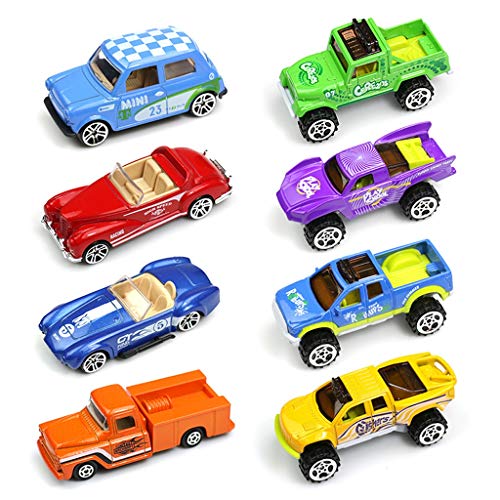 Mini Toy Cars Car Play Set Cartoon Vehicle Trucks for 2 3 4 6 Years Old Toddlers Kids Boys Party Favors Birthday Cake Toppers Decorations Pinata Filler Christmas Stocking Stuffer 8 Pack