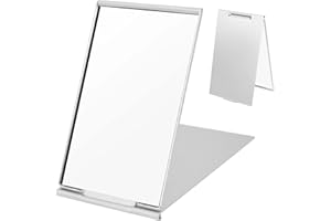 Rundago Espejo de Viaje pequeño, Paquete de 2 Espejos Plegables Portátiles, Ultrafinos Plegable Espejo Cosmético, Carcasa de Aluminio, Ideal para Viajes y Uso Diario (Mediano)