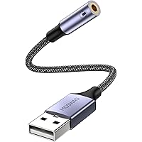 MOSWAG USB to 3.5mm Jack Audio Adapter,External Sound Card USB-A to Audio Jack Adapter with 3.5mm Aux Stereo Converter Compat