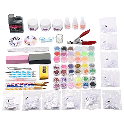 Anself Professional Nail Art Manicure Kits Decoration UV Gel Tool Brush Remover Nail Tips Glue Acrylic Kits DIY Set
