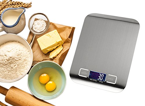 Die elektronische waage – MAVIE 11lb / 5kg – digital – küche essen skala mit lcd – display, silber, edelstahl kochen skala, genauigkeit 0.01oz/1g - 7